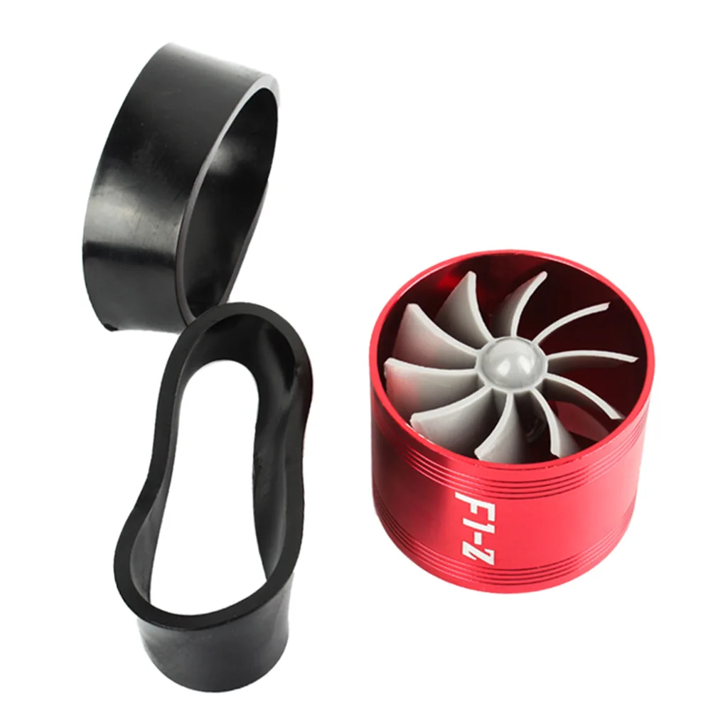 Universal Air Intake Turbo Turbocharger Fuel Gas Saver Fan Black Red