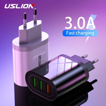 

USLION 5V 3A USB Charger for iPhone X 8 7 3 Port Fast Wall Charger EU/US Plug Adapter for Samsung S9 Xiaomi Mobile Phone Charger