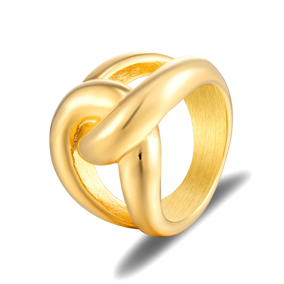 Exaggerated Thick Knot Infinite Ring For Women Stainless Steel Jewelry Finger Ring Female Party Gift stainless steel ring finger ring jewelry accessories