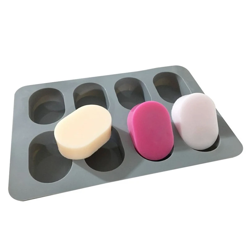 8 Cavity 6.5cm Oval Silicone Soap Mold for Handmade Craft DIY Soap Making Tools Molds Food Grade Silicone Form Loaf Mould