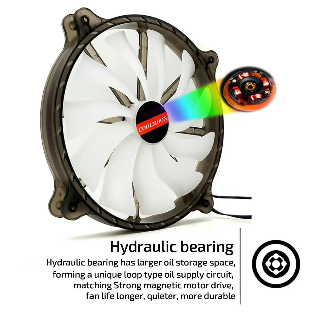 Кулер компьютерный бесшумный с RGB подсветодиодный кой и пультом ду 20 см 12 в 6