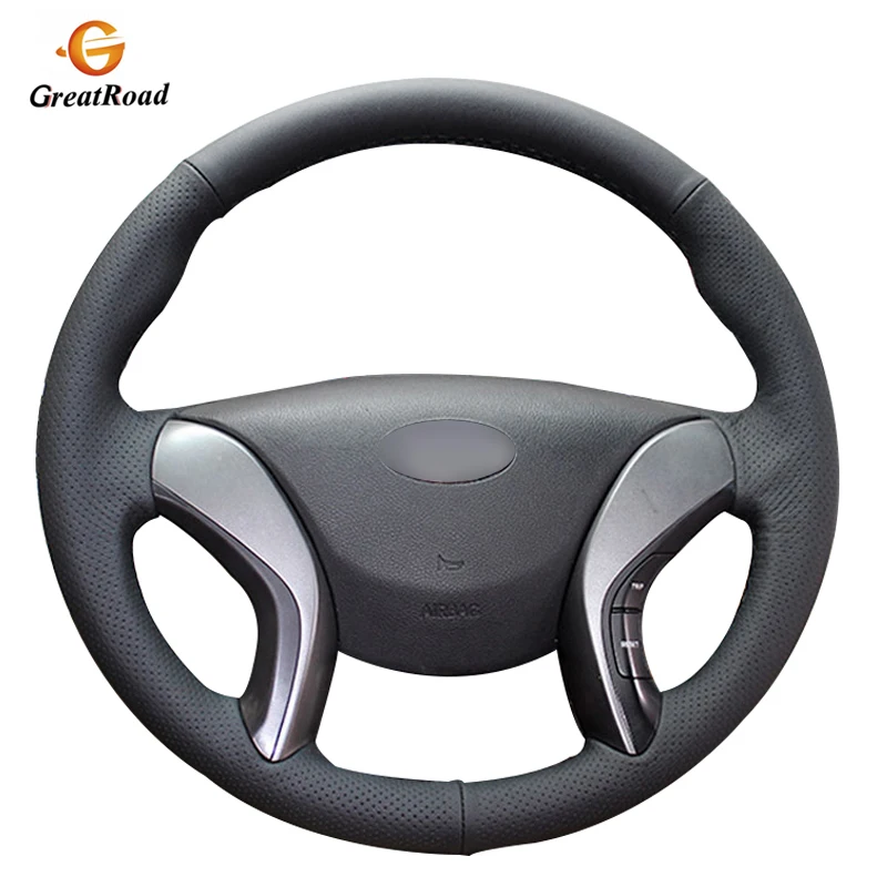Чехол для руля автомобиля черный натуральная кожа Hyundai Elantra 3 2011-2016 Sport GT 2013-2017 |