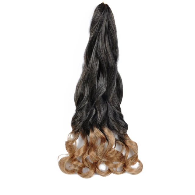 Synthetic 26 Inches Loose Wave Crochet Braids Hair Ombre Spiral Curls Pre Stretched Braiding Hair Extensions For Black Woman T1B/27
