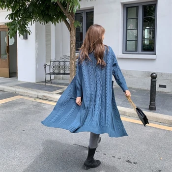 

New 2020 Women's Sweaters Autumn Winter Oversize Fashionable Pockets Long Cardigans Wild Knitwear Lady Tops