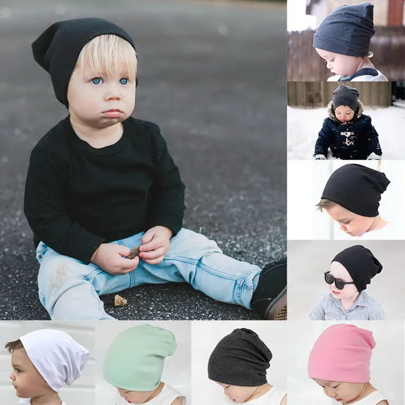 

Baby Warm Cap Slouchy Hat Candy Color Soft Winter Warm Beanies Hats Toddlers Caps Oeak Winter Hat 2019 New