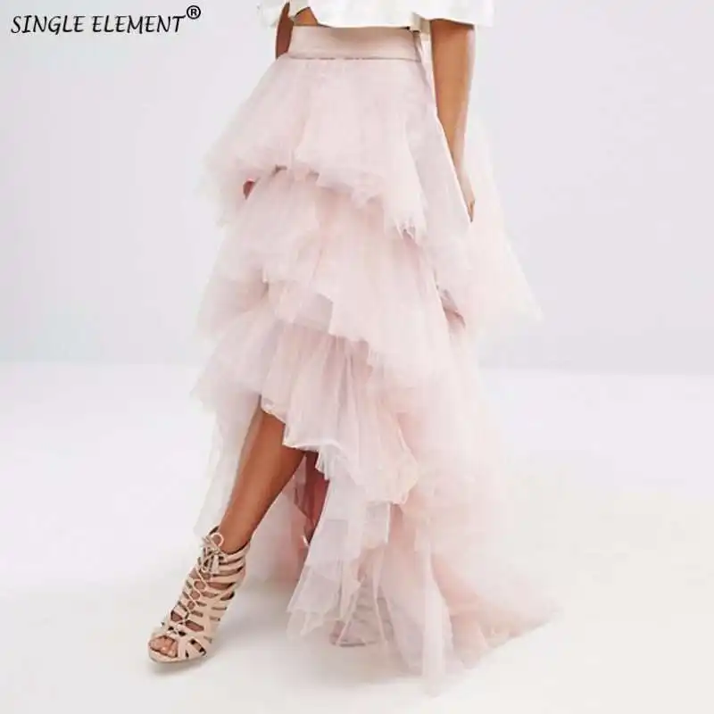Светильник в стиле хиппи, розовая юбка на высоком и низком каблуке, модные многоуровневые тюлевые юбки на заказ, Женская длинная юбка-пачка