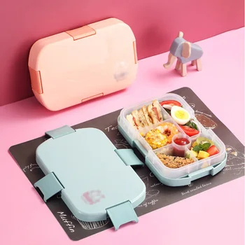 

1Pcs 2Colors 920ML Multiple Grids Kids Bento Box Leakproof Food Storage Portable Lunch Box Food Storage Box Tableware