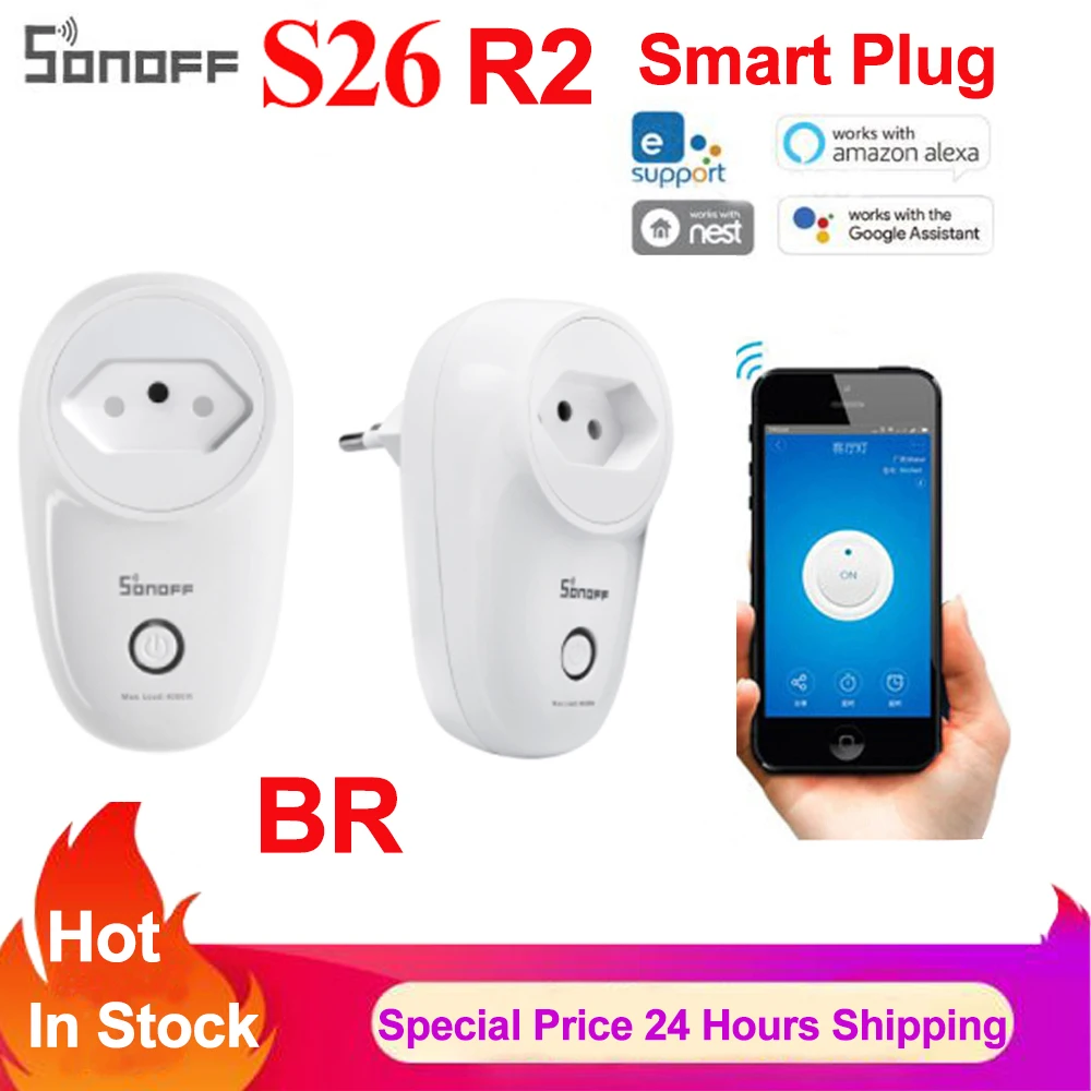 Sonoff S26 BR Smart Wifi Plug Home Remote Control Wireless Timer Socket Via Ewelink APP Work with Alexa Google IFTTT | Электроника