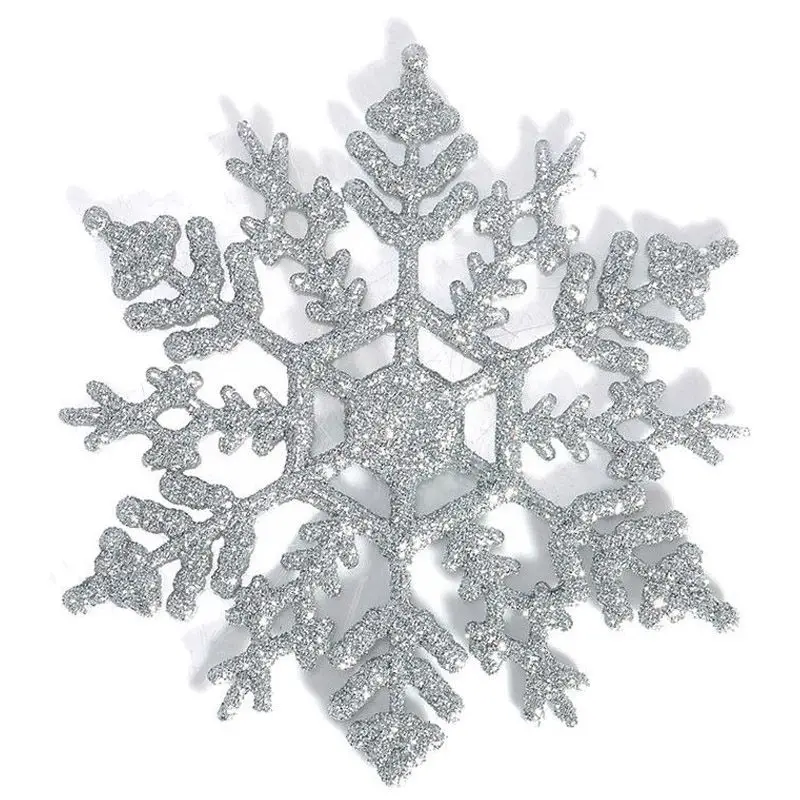 12 Pcs Glitter Snowflake Christmas Ornaments Xmas Tree Hanging Decoration Silver | Дом и сад