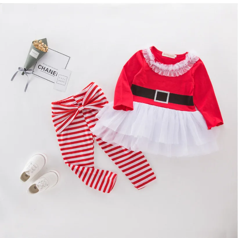 Детский Рождественский комплект одежды для маленьких мальчиков и девочек Рождественский костюм и платье костюмы Санта Клауса Новорожденный ребенок одежда - Цвет: As picture