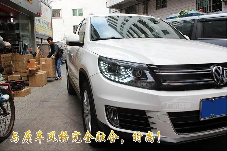 Автомобильный Стильный чехол на голову для Volkswagen Tiguan 2013 светодиодный головной светильник DRL Дневной ходовой светильник Биксеноновые аксессуары