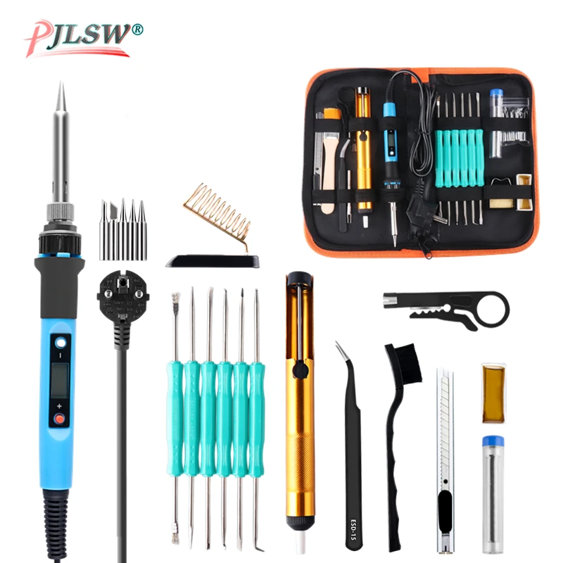 

PJLSW EU/US Plug 80W Adjustable Temperature Electric Soldering Iron Set Welding Solder Station Heat Pencil Repair Tool Kit