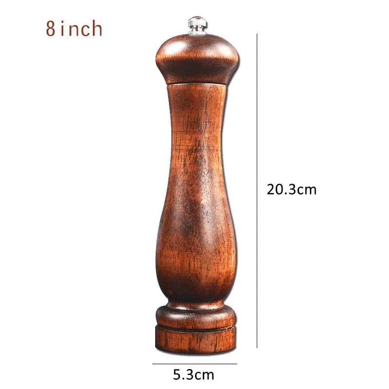 Wooden Adjustable Knob 8Inch Salt And Pepper Mill Tool Manual Grinder Restaurant Grinding Tool Spice Mill Grinder Kitchen Gadget
