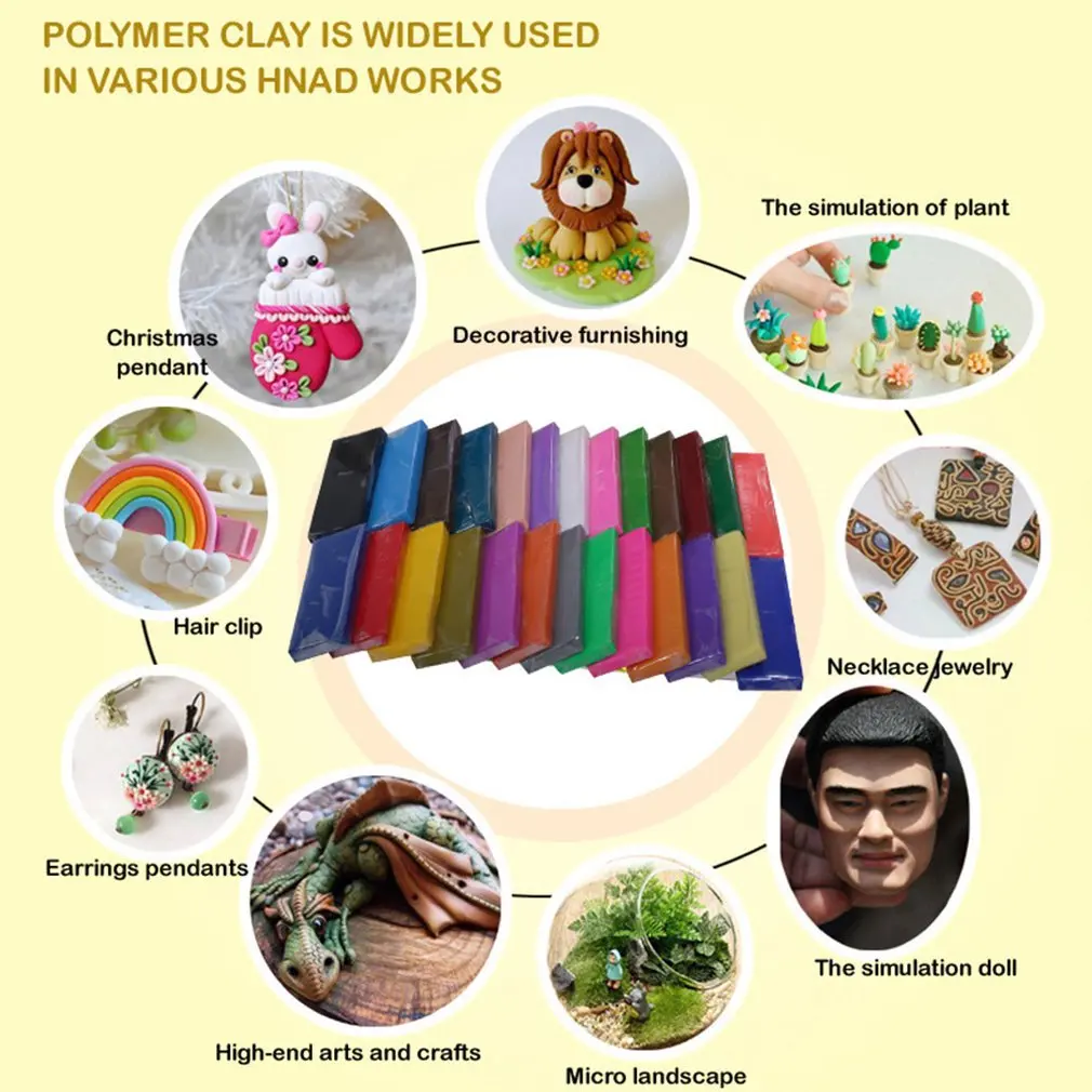 50g Soft Polymer Clay Modelling Teaching Model Art Craft Hobby DIY  Multicolored