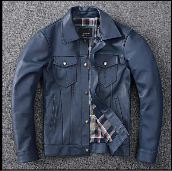 indigo leather jacket
