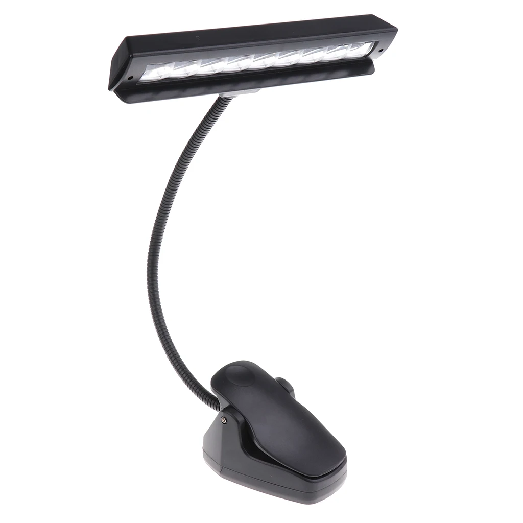  Adjustable Music Score Clip-on Reading Light 9 LED For Piano Stage Accessory Black