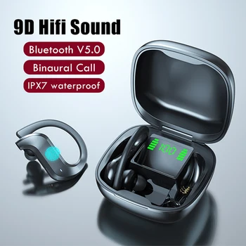 

TWS Bluetooth 5.0 Earphones Wireless Headphones Waterproof Sport Ear Hook Bass Earbuds Headset For iOS Android + Charger Box