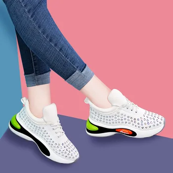 

Air Cushion Sneakers Women's Thick Bottom Increased Mesh Breathable Net Shoes 2019 Summer New Casual Shoes Running Shoes 9157ZP