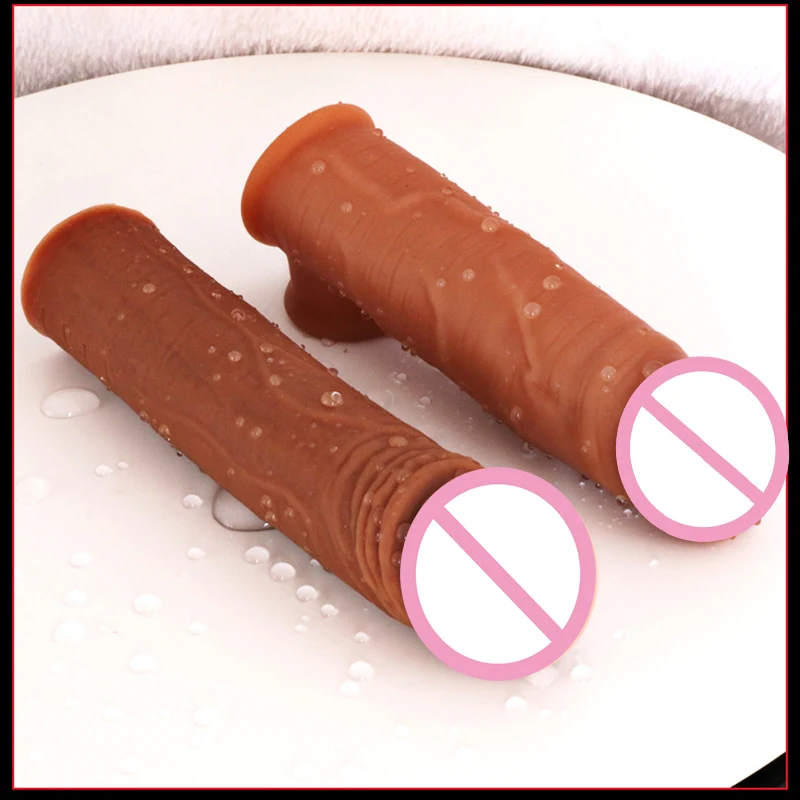 190mm Silicone Condom Reusable Penis Extender Sleeve Male Dick Cock Enlargement Condoms For Men Dildo Enhancer Delay Ejaculation
