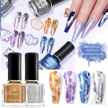 

BORN PRETTY Water Color Ink Nail Painting Pen Design Blossoming Nail Polish BeautySmoke Effect Nail Art DIY Designs Metal Effect