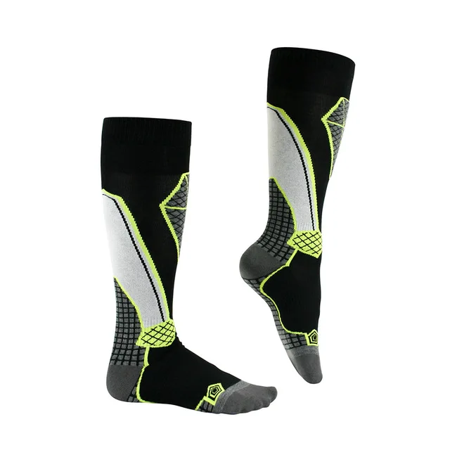 Мужские и женские зимние теплые лыжные носки, толстые спортивные носки для сноуборда, велоспорта, катания на лыжах, футбола, Термо носки, гетры, носки - Color: Black green