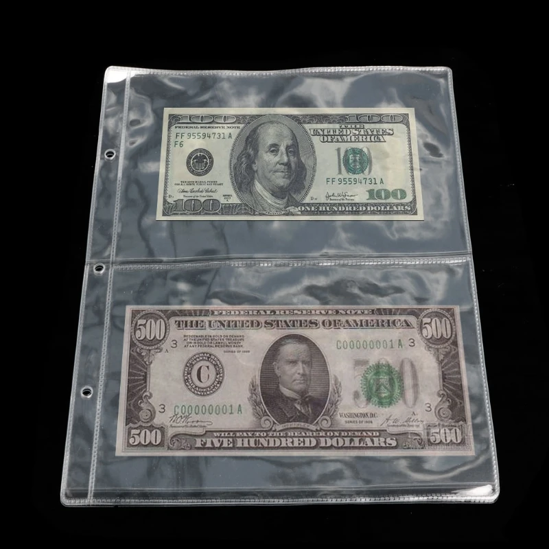 Страницы альбома 2 кармана банкнота держатель для хранения Коллекция 1 лист