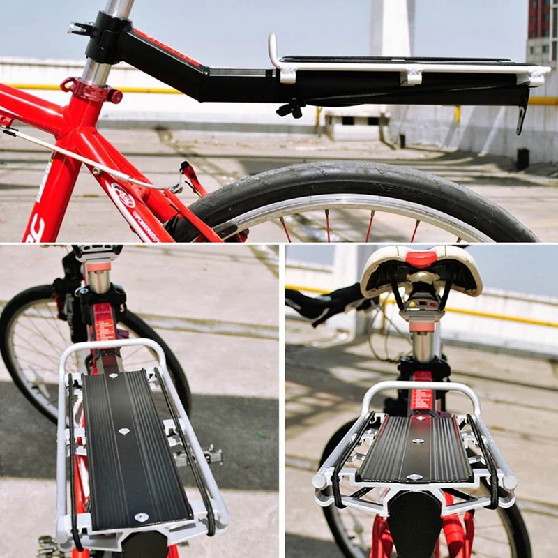 MTB Bike Bicycle Carrier Rack Seat Post Rear Shelf Aluminum Alloy Quick Removal and Installation Black