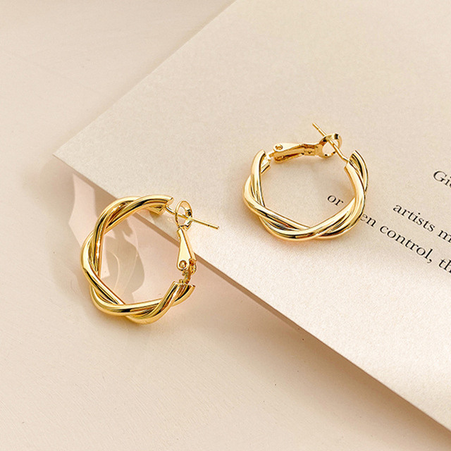 Minimalist Gold/Silver Color Round Earrings for Women Trendy Geometric Hoop Statement Earrings Party Fashion Jewelry Gift