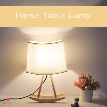 

Europe Wooden Table Lamp Childhood Trojan horse Table Lights Decorative Desk Reading Night Light Bedside E27 Holder Home Fixture