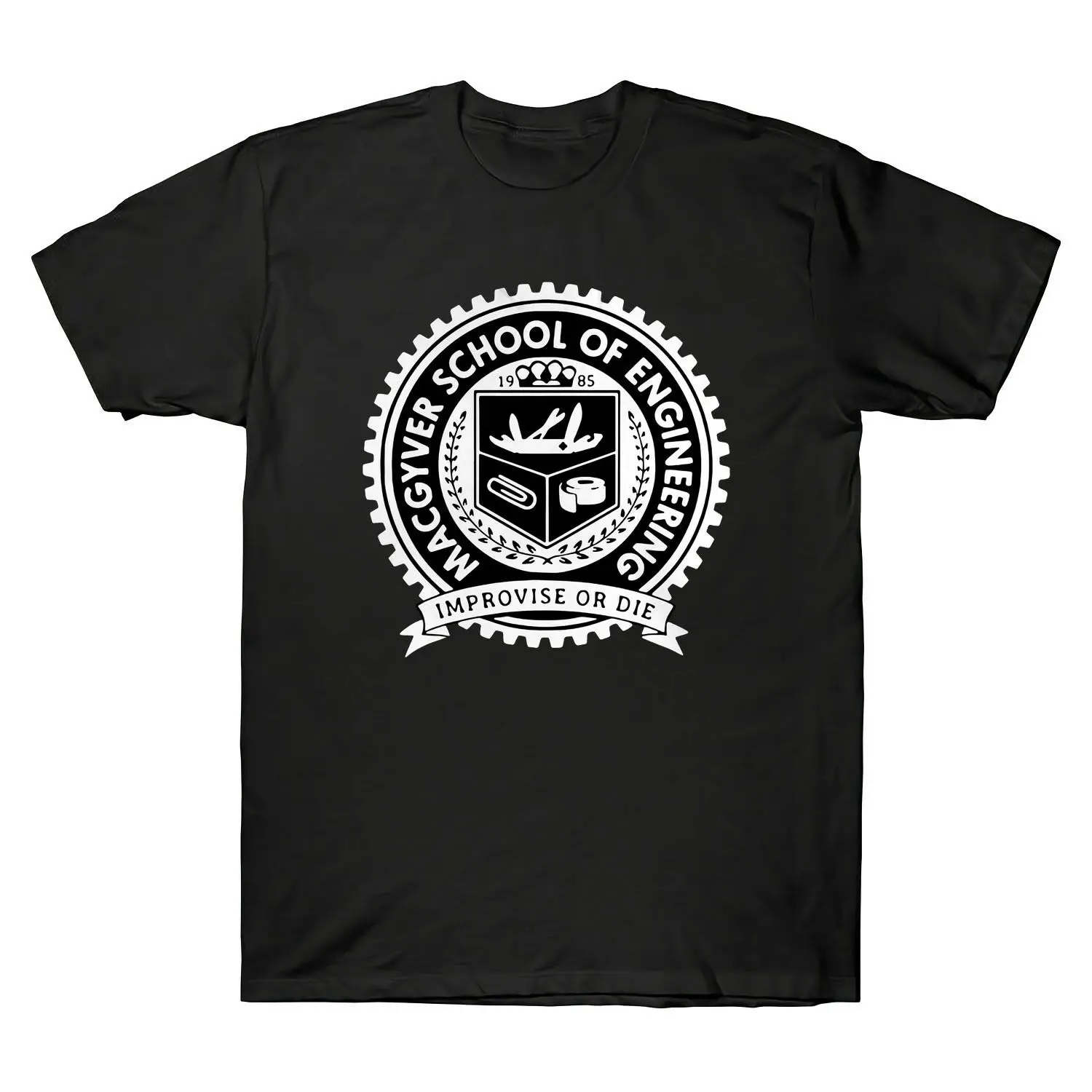 

Macgyver School Gadgets Engineering Improvise Or Die 80'S Action Tv Show T-Shirt 2019 Fashion Unisex Tee