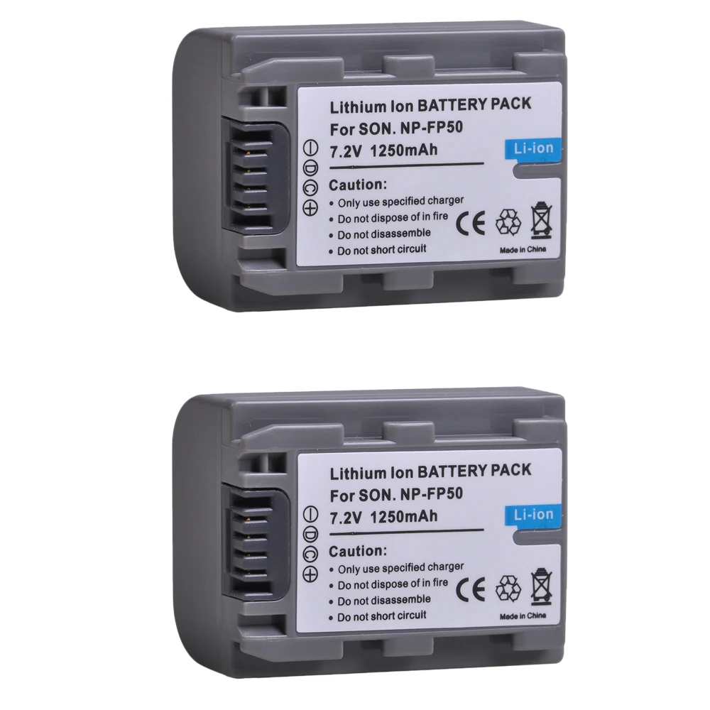 

2Pcs NP-FP50 NPFP50 NP FP50 Battery for Sony NP-FP30 NP-FP50 NP-FP60 NP-FP70 NP-FP71 NP-FP90 Sony DCR-SX40 SX40R SX41 HC20 HC21