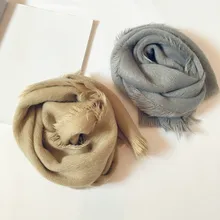 Детский однотонный шарф, модный шарф в Корейском стиле с кольцом для мальчиков и девочек 20