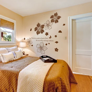 

[shijuekongjian] Romantic Flower Wall Sticker DIY Petals Mural Decals for House Living Room Bedroom Marriage Room Decoration