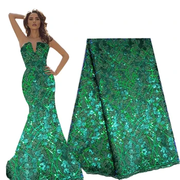 

French lace fabric yellow african sequin lace fabric 2020 high quality nigerian lace fabrics for aso ebi women dresses