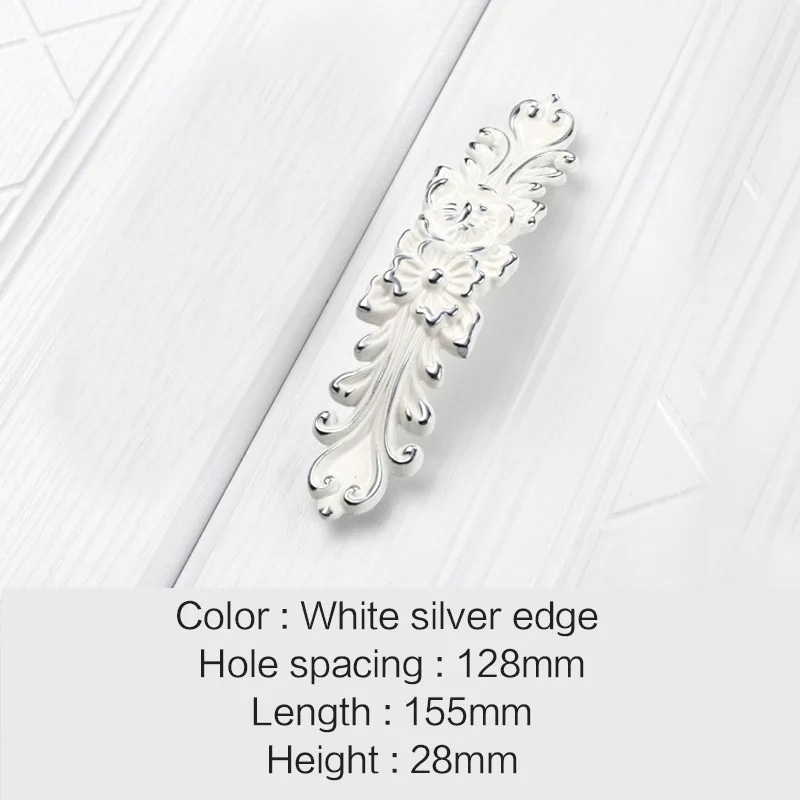Silver CC 128mm Ручки для мебели с классическим узором, ручки для шкафа и шкафа, ручки для кухонного шкафа, дверные ручки под старину белого золота - Цвет: Silver CC 128mm