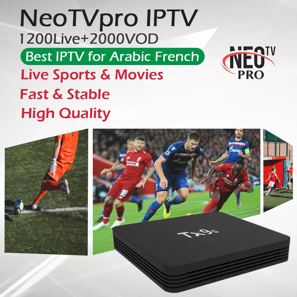 TX9S ТВ приставка Android Amlogic S912 2 Гб ОЗУ 16 Гб ПЗУ 2,4 ГГц Wifi 4K коробка медиаплеер+ Neo tv pro IP tv Арабский Франция IP tv+ 2000 VOD