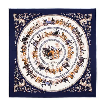 

Luxury Brand Chain Horse Print Silk Scarf For Women Headband 100cm*100cm Size Female Square Scarf Shawls Coverchief