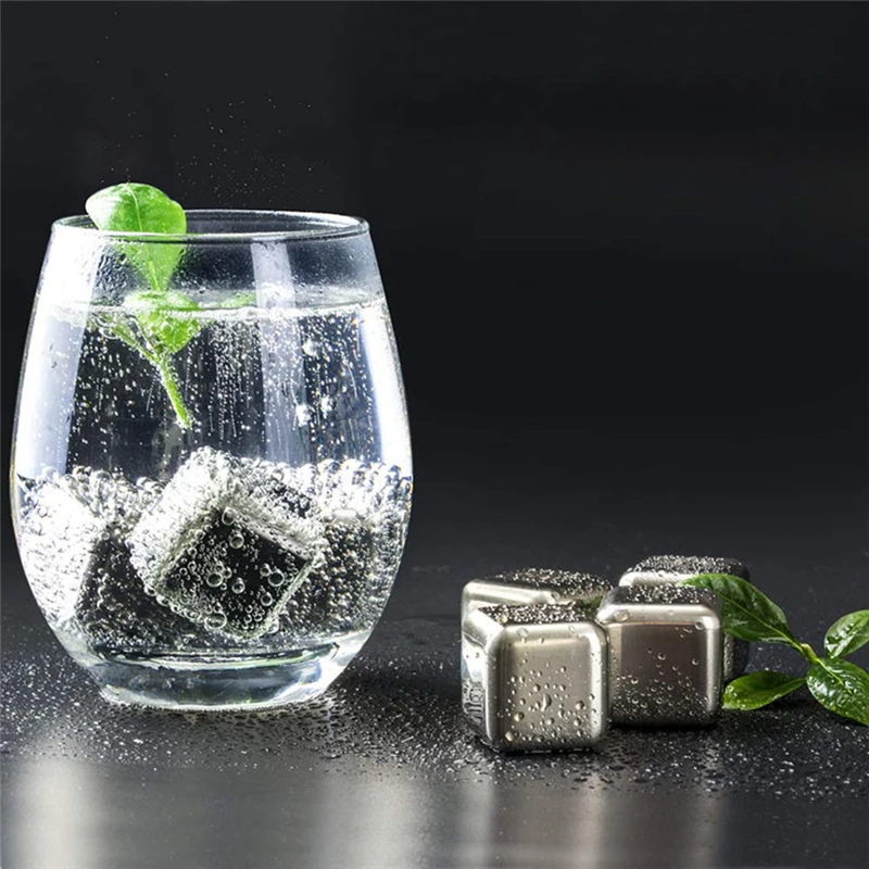 Stainless Steel Whisky Ice Cubes, Reusable Chilling Stones with Tongs for Whiskey Wine, Vodka, Liqueurs, White Wine,Gift for Men
