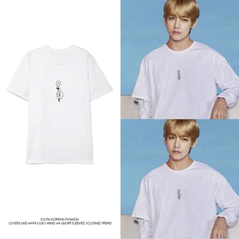 

Bangtan Boys Printing Flower White Summer T-shirt New Album Map Of The Soul Persona JIMIN JIN SUGA J-HOPE JUNG KOOK LJJ584