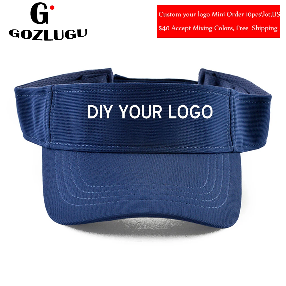 

New Visor Caps Women Open Tops Customized Adjustable Hats LOGO Printing Candy Color Adult Baseball Sun Caps 10pcs/lot