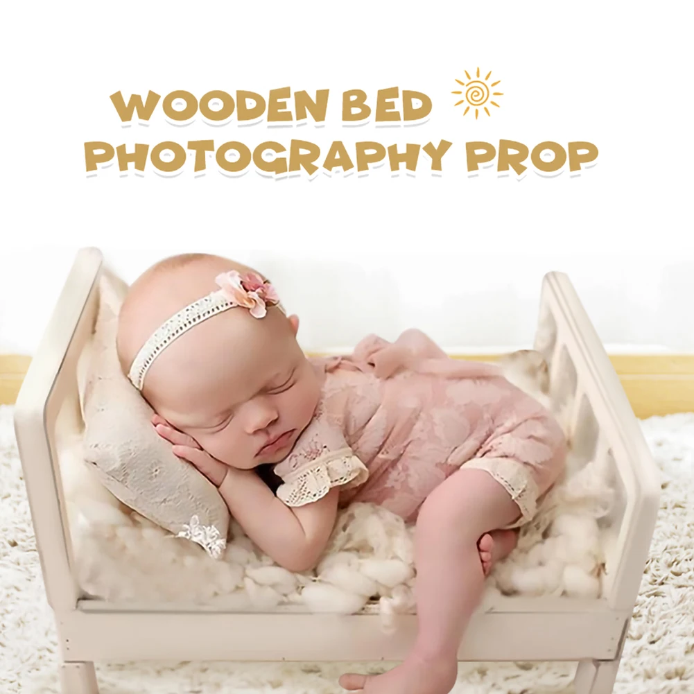 Crib Detachable Basket Beautiful Wood Bed Accessories Photo Shoot Accessories Infant Baby Posing Gift Photography Background