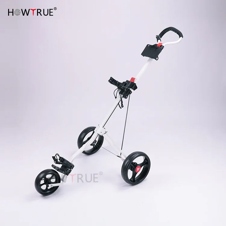 3 Wheel Golf Push Cart Golf Trolley with Adjustable Handle Angle Scorecard Foot Brake Lightweight Carts