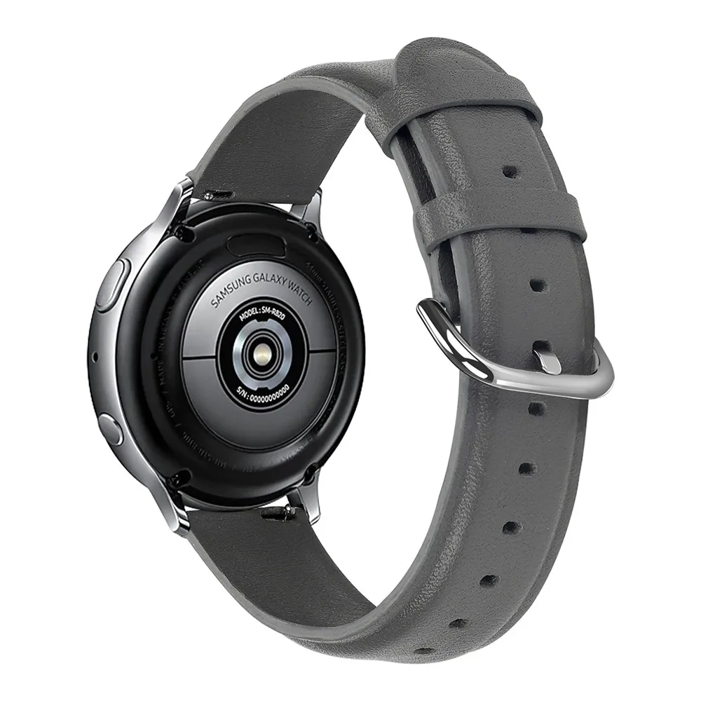 Ремешок из натуральной кожи 20 мм 22 мм для samsung Galaxy Watch 42 мм 46 мм Active2 40 мм 44 мм gear S2 S3 Active 2 Ремешок Браслет - Цвет ремешка: Grey