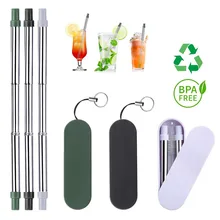 Портативный питьевой многоразовые металлические соломинки из нержавеющей стали с чехол для хранения веревки Бар Пиво вечерние кухонные экологически чистые аксессуары 1