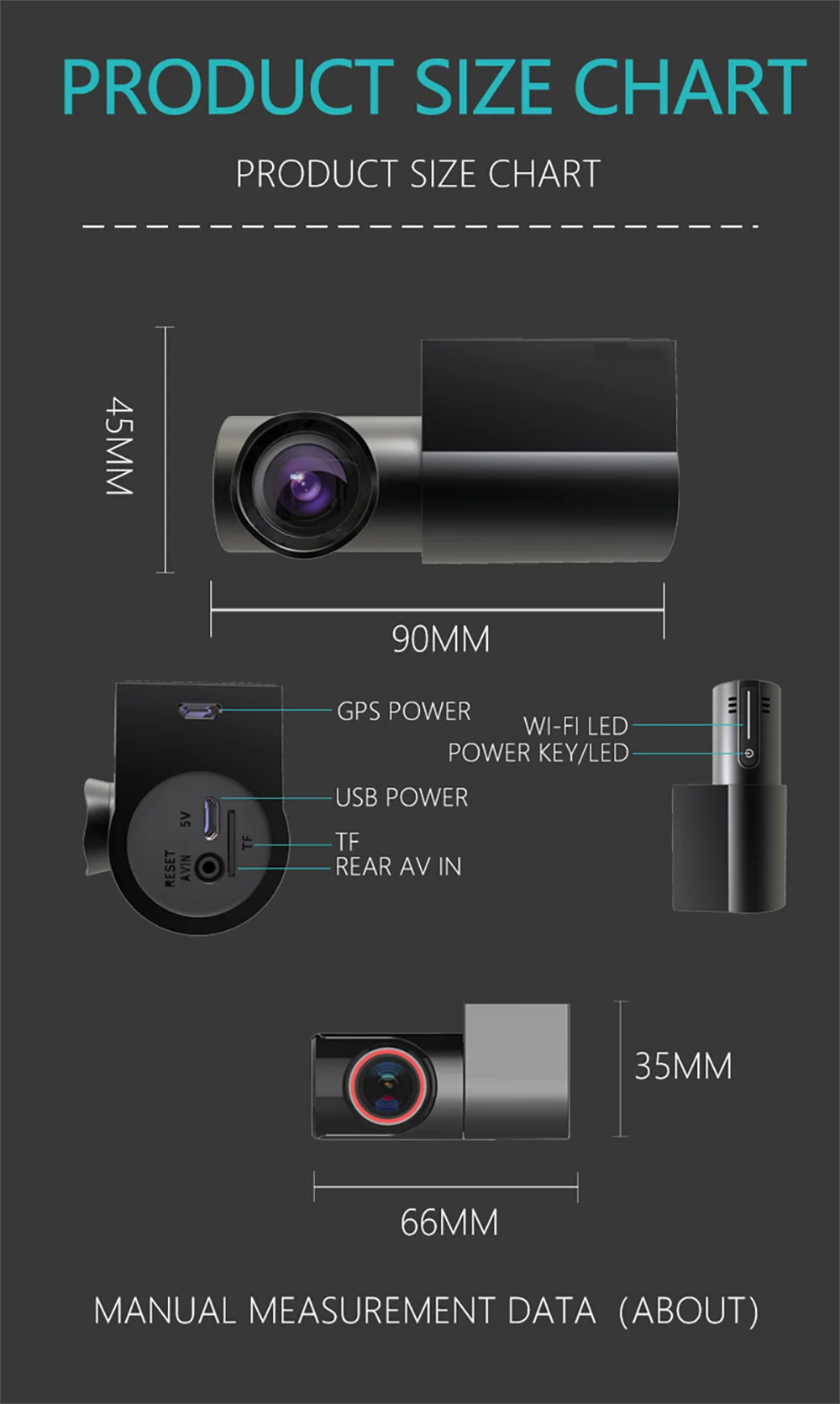 Dash Cam Front And Rear Auto Car Dvr Wifi Gps Camera Video Recorder