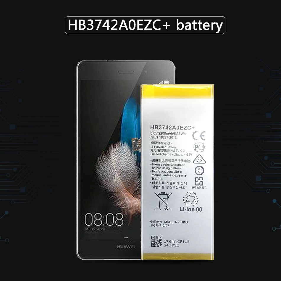 Для Huawei Ascend P8 Lite GR3 2016 Φ L22 L23 L01 L03 L13 TAG L21 ALE UL00 аккумулятор HB3742A0EZC + батарея для