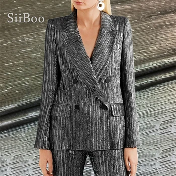 

American luxury style grey silver jacquard fabric with metallic stripe for autumn dress coat pants tela metálica a rayas SP5760