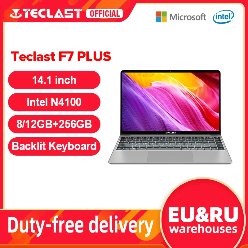 Portátil ultraligero TECLAST F7 Plus, 14.1 FHD (1.920x1.080) IPS, Intel Celeron N4100, 8GB/12GB RAM, 256GB SSD (ampliable con MicroSD), UHD Graphics 600, Windows 10, decodificación 4K/60fps, WiFi dual, USB-C