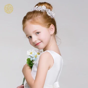 

Headpiece Flower Girl Hairwear Hair Jewelry simulated Pearl Headband Girls Headdress Hair Ornaments Wedding Party DWH5
