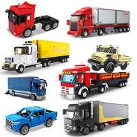 City Truck Vehicle Pickup Heavy Cargo Transport Model Building Blocks Machinery Shop Van Creative Carriage Harvester Car Kid Toy 1